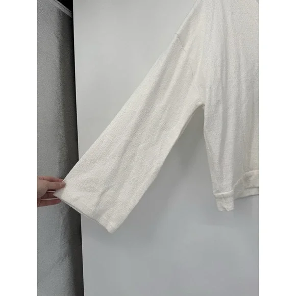 NWT White Wrap Sweater Top Tie Waist Long Sleeve Cozy Neutral Clean Girl Cottage - Picture 10 of 12